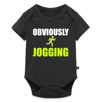 Offensichtlich Jogging-Grafik - Baby Premium Kurzarmbody - Schwarz - Vorne