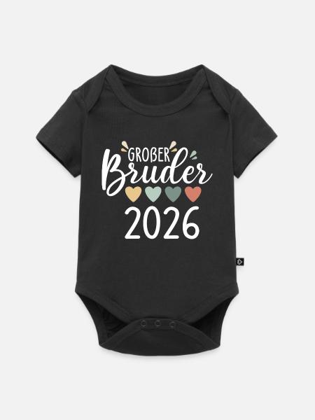 Großer Bruder 2026 Herzen - Baby Premium Kurzarmbody - Schwarz