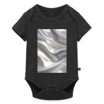 Metallischer Satinfluss in Silber - Baby Premium Kurzarmbody - Schwarz - Vorne