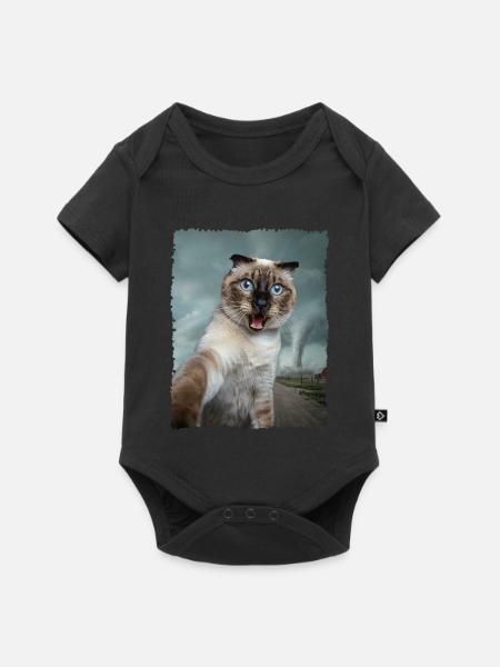 Siamkatze Selfie mit Tornado - Baby Premium Kurzarmbody - Schwarz