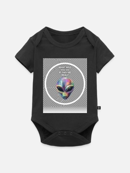 Irideszierendes Alien Gesichtsdesign - Baby Premium Kurzarmbody - Schwarz