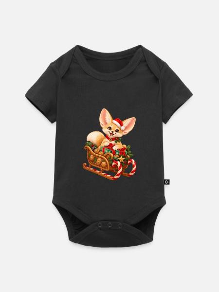 Fennek mit weihnachtlichem Nussschlitten - Baby Premium Kurzarmbody - Schwarz