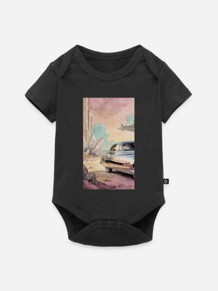 Retro Dream auf Pastelwüste - Baby Premium Kurzarmbody - Schwarz