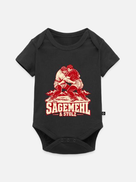 Sägemehl & Stolz – Schweizer Schwinger Retro - Baby Premium Kurzarmbody - Schwarz
