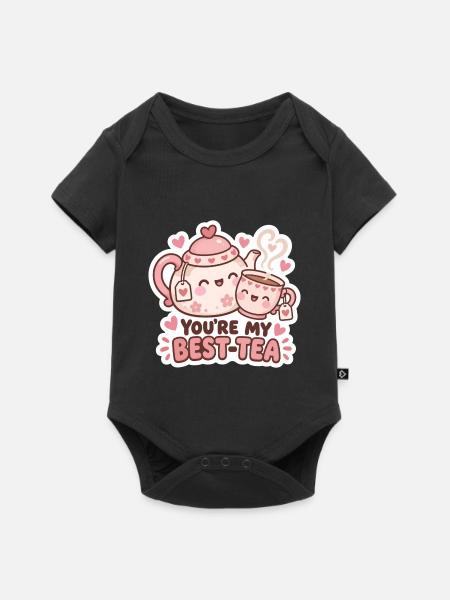 Best-Tea Freundschaft Teekannen-Duo - Baby Premium Kurzarmbody - Schwarz