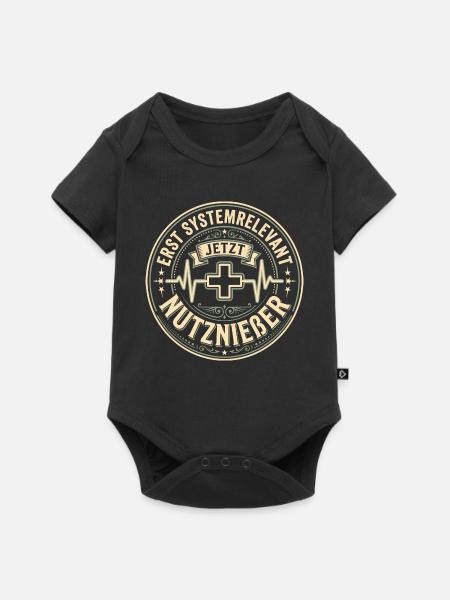 Systemrelevant Nutznießer Krankenschwester Spruch - Baby Premium Kurzarmbody - Schwarz