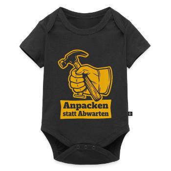 Anpacken statt Abwarten Handwerk - Baby Premium Kurzarmbody - Schwarz - Vorne