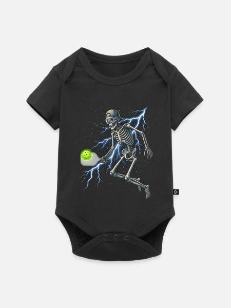 Blitzskelett-Pickleball - Baby Premium Kurzarmbody - Schwarz