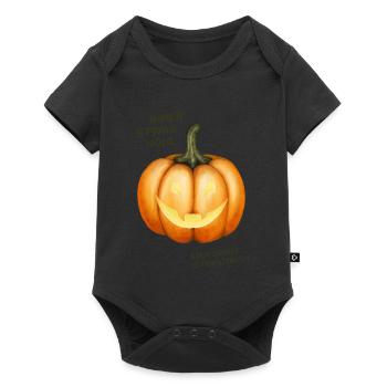 Innen etwas hohl, aber grinse sympathisch - Kürbis - Baby Premium Kurzarmbody - Schwarz - Vorne