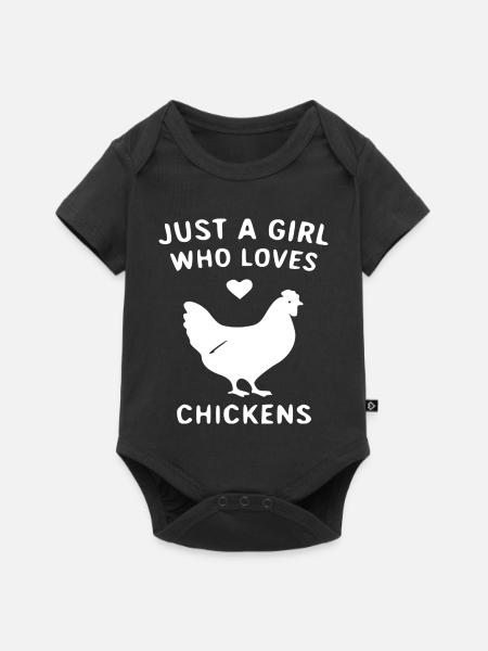 Mädchen liebt Hühner - Baby Premium Kurzarmbody - Schwarz