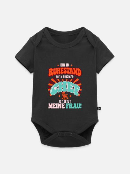 Bin im Ruhestand Rentner Geschenk - Baby Premium Kurzarmbody - Schwarz