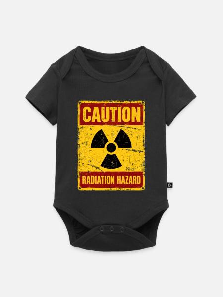 Strahlenwarnschild Radioaktiv - Nuklear - Caution - Baby Premium Kurzarmbody - Schwarz