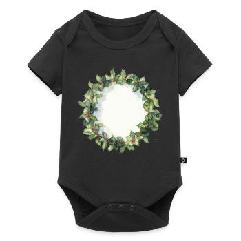 Wasserfarbener Christkranz - Baby Premium Kurzarmbody - Schwarz - Vorne