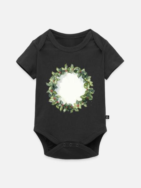 Wasserfarbener Christkranz - Baby Premium Kurzarmbody - Schwarz
