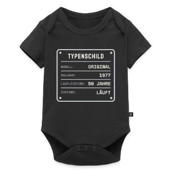 Baujahr 1977 Typenschild - Baby Premium Kurzarmbody - Schwarz - Vorne