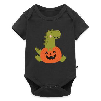 Dinosaurier-Kürbis-Halloween - Baby Premium Kurzarmbody - Schwarz - Vorne