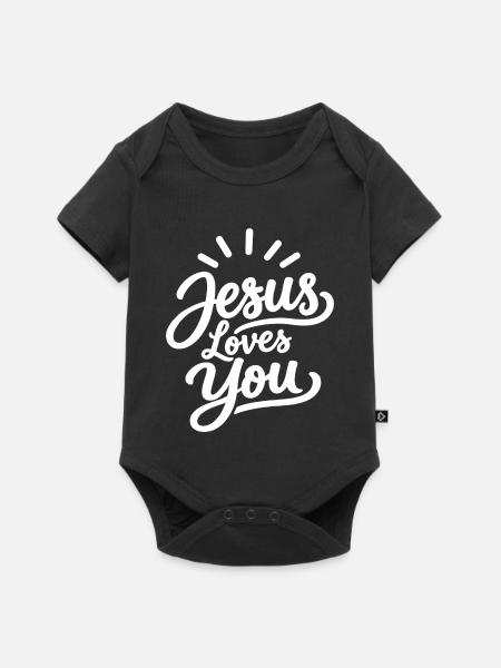 Jesus liebt dich christlicher Glaube - Baby Premium Kurzarmbody - Schwarz
