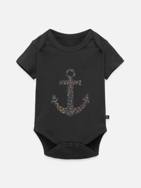 Anker aus Fischen Bunt - Baby Premium Kurzarmbody - Schwarz