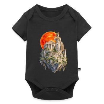 Roter Mond in Athen | Aquarellmalerei Stil - Baby Premium Kurzarmbody - Schwarz - Vorne