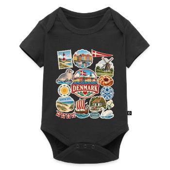 Dänemark Reisesticker - Baby Premium Kurzarmbody - Schwarz - Vorne