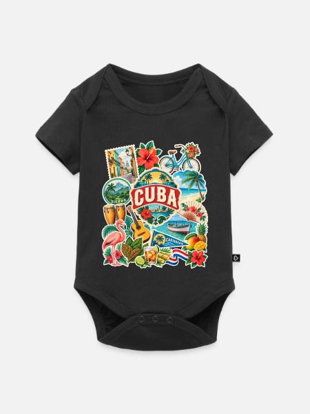 Kuba Reisesticker - Baby Premium Kurzarmbody - Schwarz