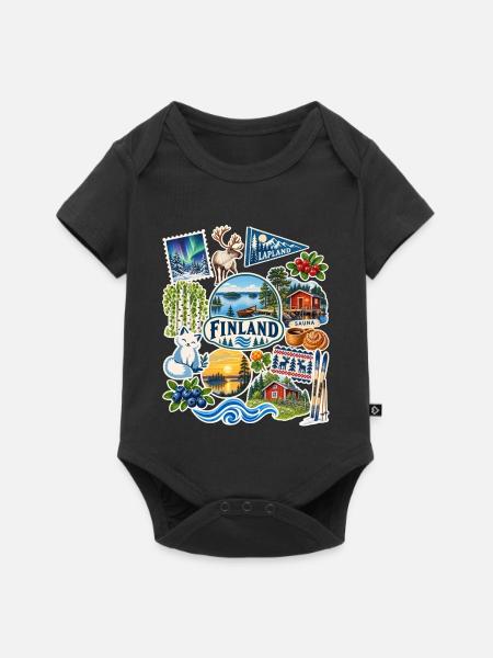 Finnland Reisesticker - Baby Premium Kurzarmbody - Schwarz