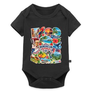 Dominikanische Republik Sticker - Baby Premium Kurzarmbody - Schwarz - Vorne