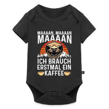 Ich brauch erstmal ein Kaffee – Faultier - Baby Premium Kurzarmbody - Schwarz - Vorne
