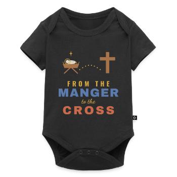 From the Manger to the Cross – Christian - Baby Premium Kurzarmbody - Schwarz - Vorne