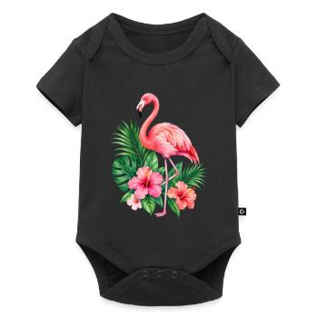 Niedlicher Flamingo Süße Flamingos - Baby Premium Kurzarmbody - Schwarz - Vorne