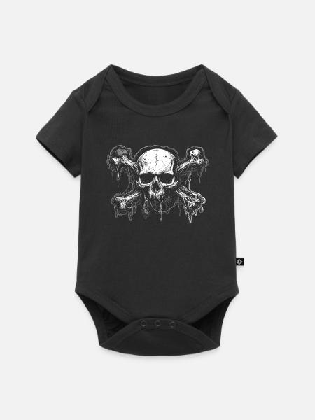 Tropfender Zombie Gothic Schädel - Baby Premium Kurzarmbody - Schwarz