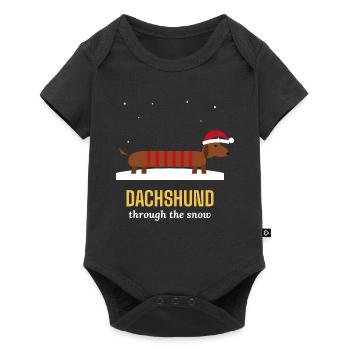 Dackel durch den Schnee-Weihnachtspullover - Baby Premium Kurzarmbody - Schwarz - Vorne