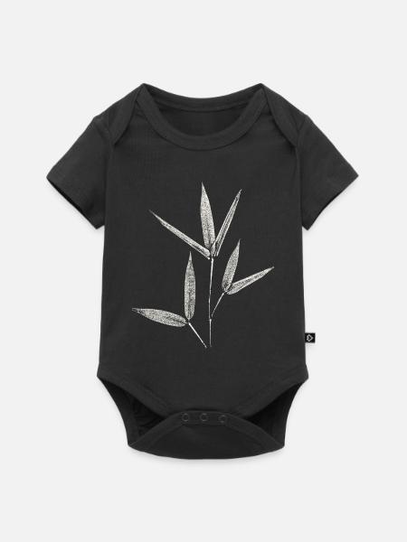 Bambus Botanischer Blätterdruck - Baby Premium Kurzarmbody - Schwarz