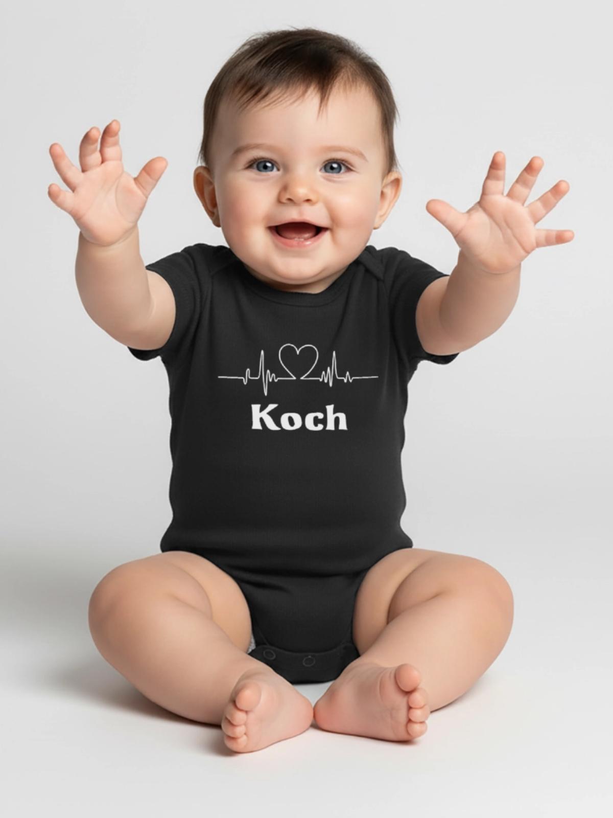 Koch - Baby Premium Kurzarmbody - Schwarz - Vorne