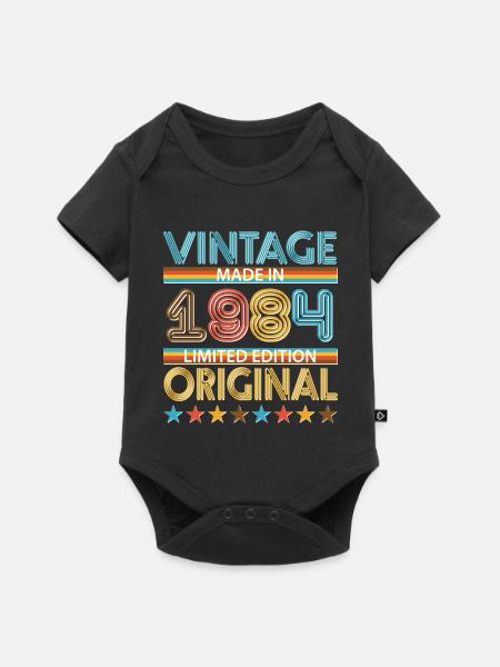 1984 - Baby Premium Kurzarmbody - Schwarz