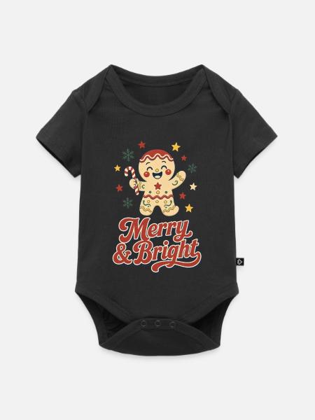 Merry & Bright Retro Gingerbread - Baby Premium Kurzarmbody - Schwarz