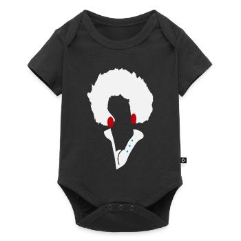 Weiße Afro-Silhouette mit blauen Knöpfen - Baby Premium Kurzarmbody - Schwarz - Vorne