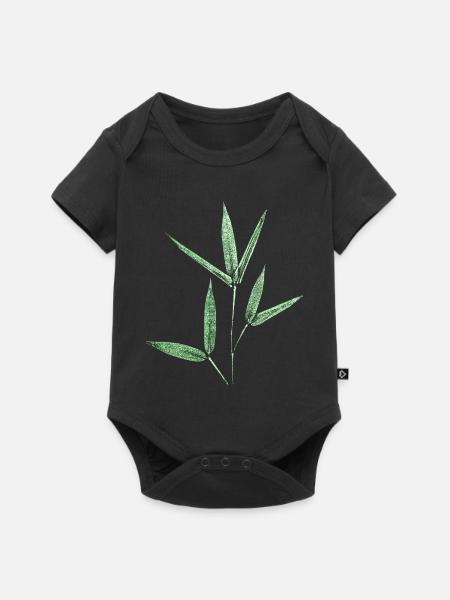Bambus / Botanische Blätter -  - Baby Premium Kurzarmbody - Schwarz
