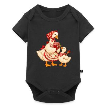 Baka Gans mit Enkel – Omas Marmelade - Baby Premium Kurzarmbody - Schwarz - Vorne