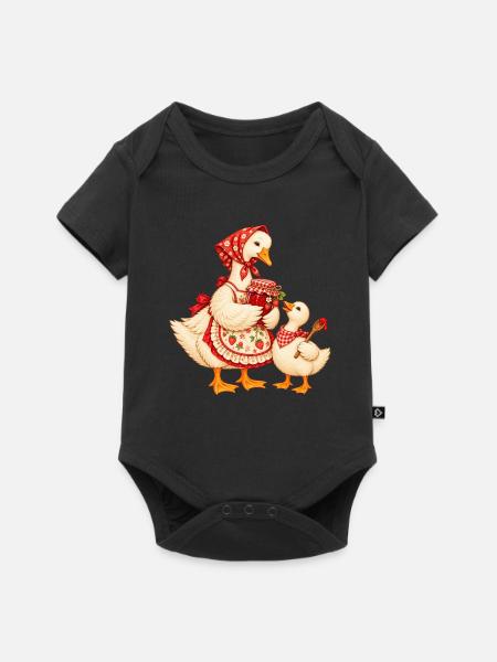 Baka Gans mit Enkel – Omas Marmelade - Baby Premium Kurzarmbody - Schwarz