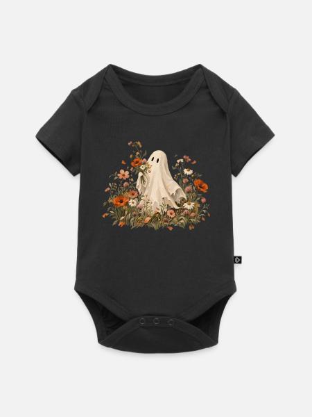 Halloween Geist im Blumenbeet - Baby Premium Kurzarmbody - Schwarz