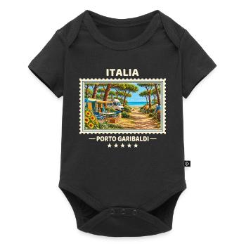 Italien Porto Garibaldi Camping Vintage Reisemarke - Baby Premium Kurzarmbody - Schwarz - Vorne