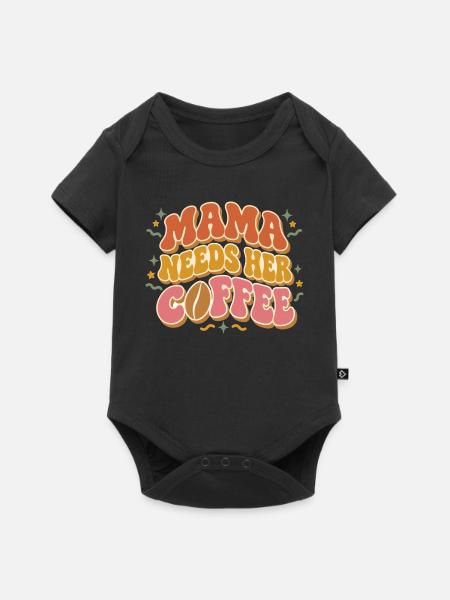 Mama braucht ihren Kaffee - Baby Premium Kurzarmbody - Schwarz