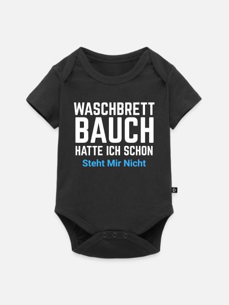 Waschbrett Bauch Spruch Typo - Baby Premium Kurzarmbody - Schwarz
