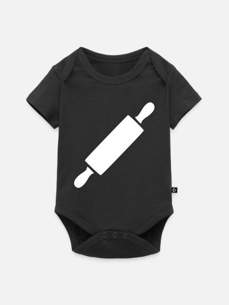 Nudelholz Rollholz Bäcker Geschenk backen - Baby Premium Kurzarmbody - Schwarz