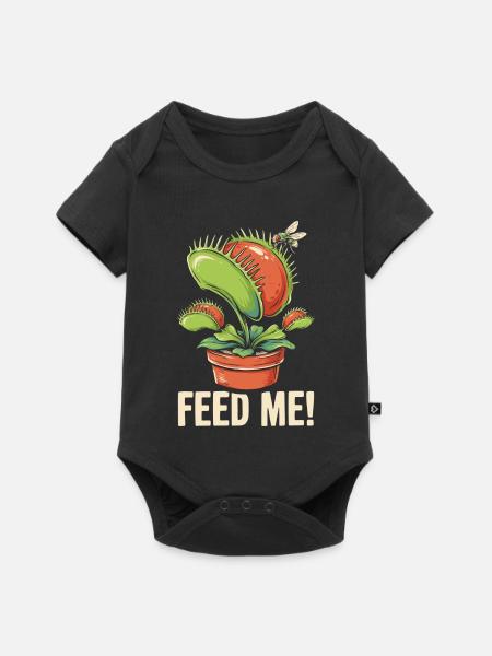 Fress mich Venusfliegenfalle - Baby Premium Kurzarmbody - Schwarz