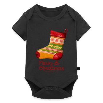Frohe Weihnachten Strickstrümpf - Baby Premium Kurzarmbody - Schwarz - Vorne