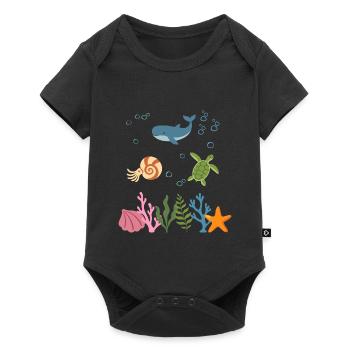 Wal Unterwasser Kinder Nautilus - Baby Premium Kurzarmbody - Schwarz - Vorne