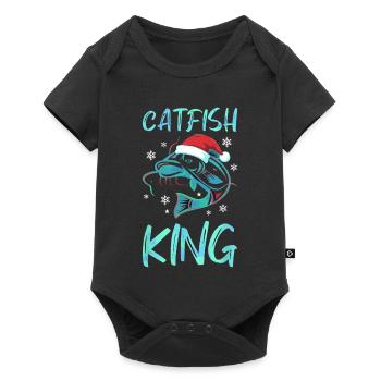 Catfish King Wels Angeln Angler Weihnachten - Baby Premium Kurzarmbody - Schwarz - Vorne