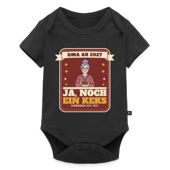Oma 2027 – Schwangerschaft verkünden Oma Geschenk - Baby Premium Kurzarmbody - Schwarz - Vorne